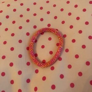 Pink and Oranges Beaded Bangle